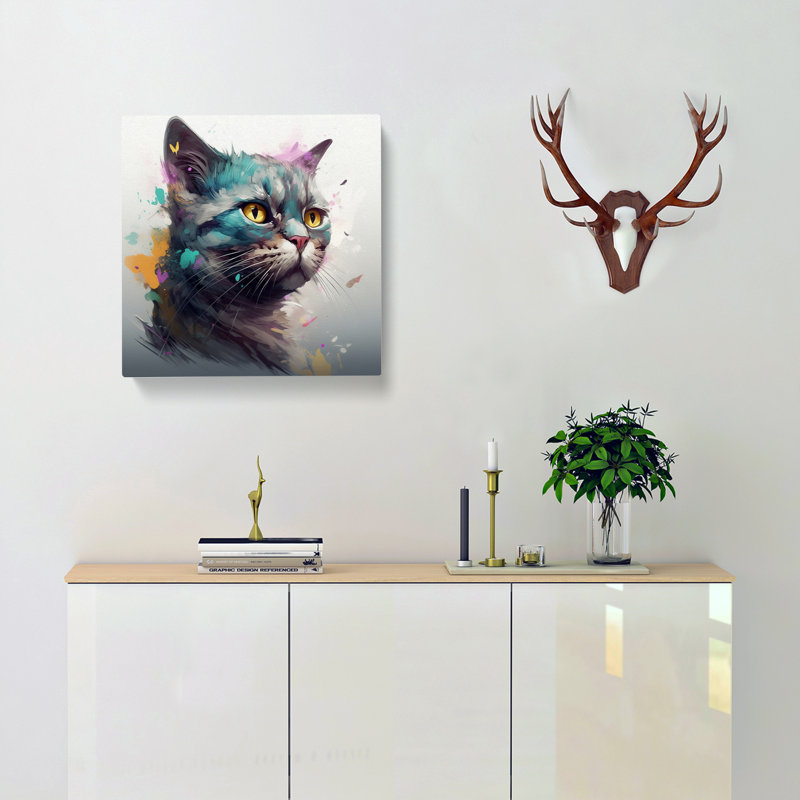 Cat Conceptual Art No.1 - Wrapped Canvas, 50cm H x 50cm W x 3cm D