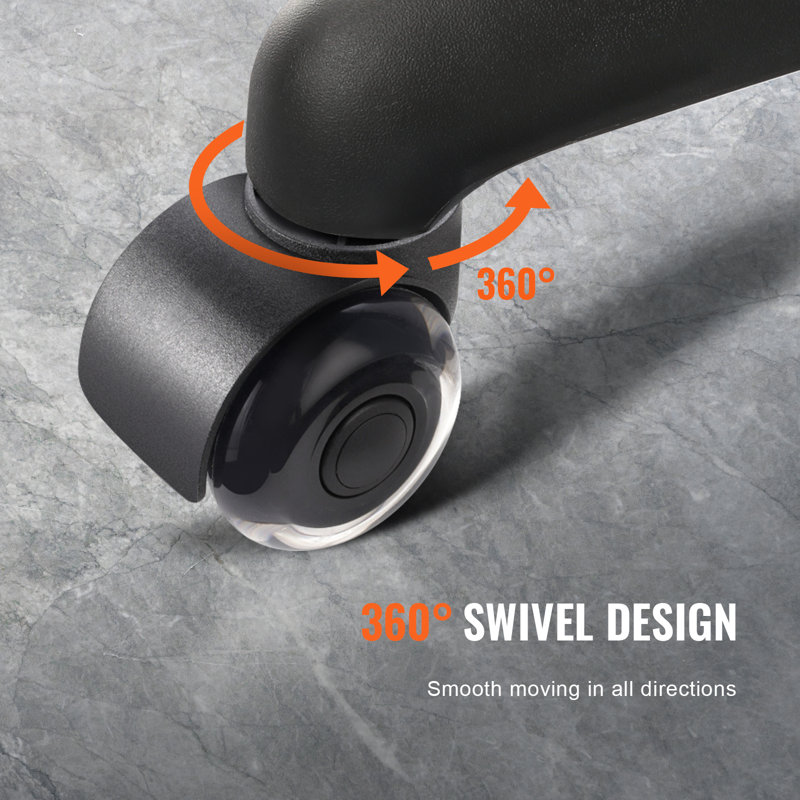 Black Polyurethane 2-Inch Office Chair Caster Wheels Set of 5