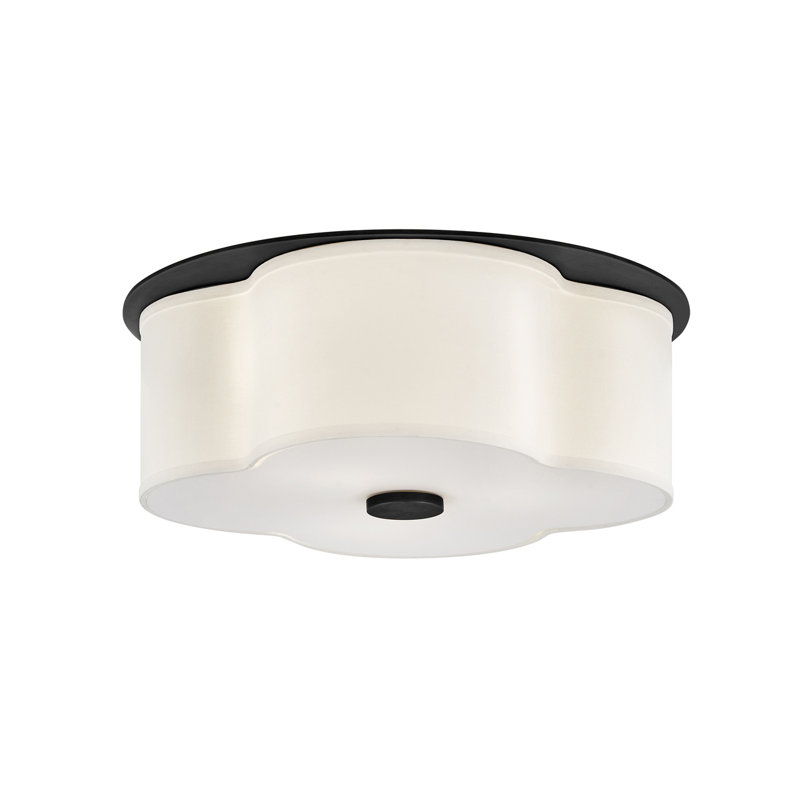 Black and White Etched Glass 3-Light LED Flush Mount Ceiling Light