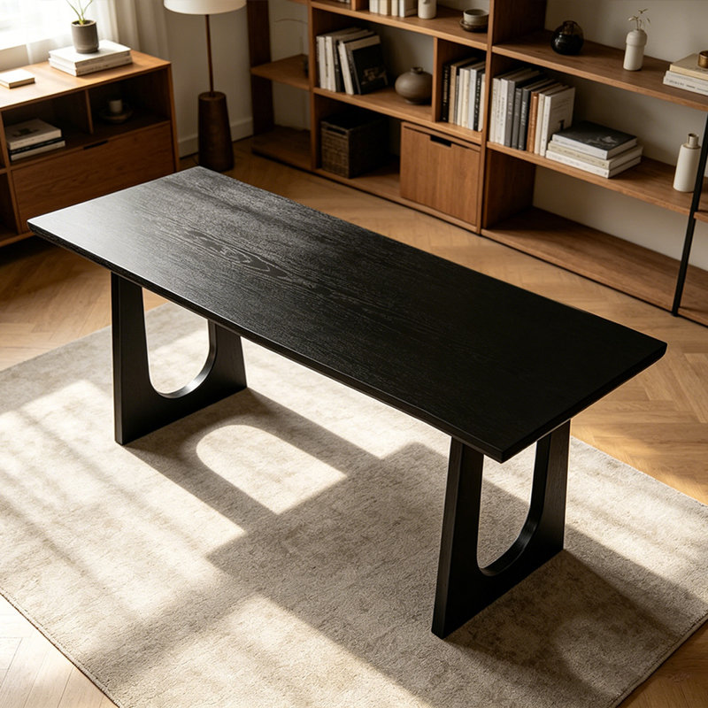 Bureau d'écriture rectangulaire en bois massif noir