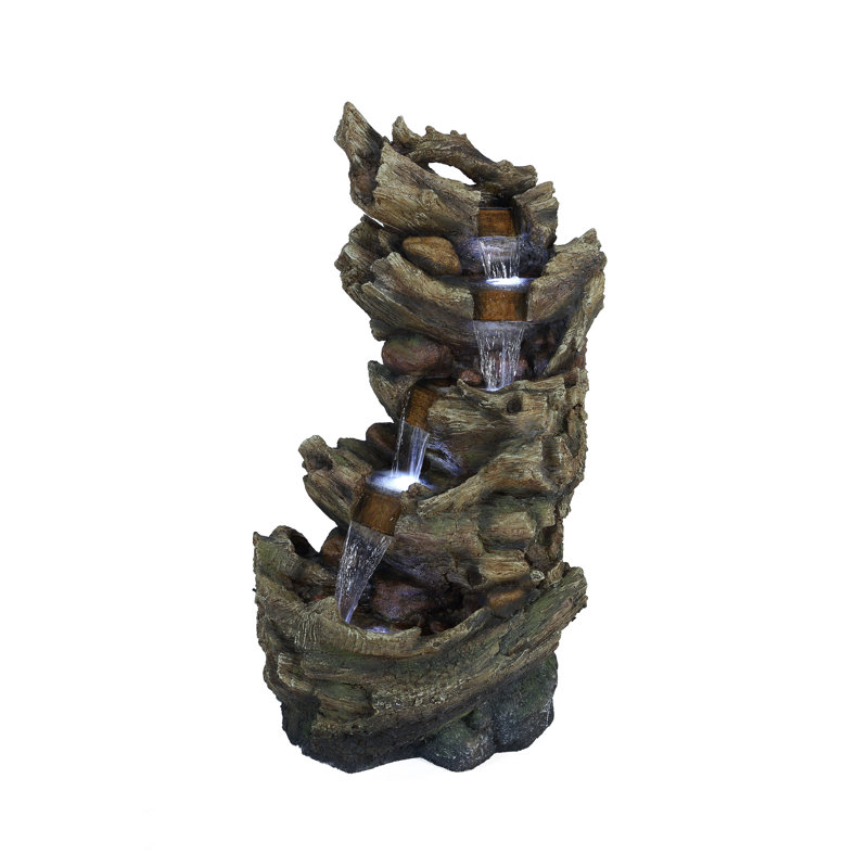 Ricka Weather Resistant Floor Fountain with Light, 47" H x 19" W x 27" D
