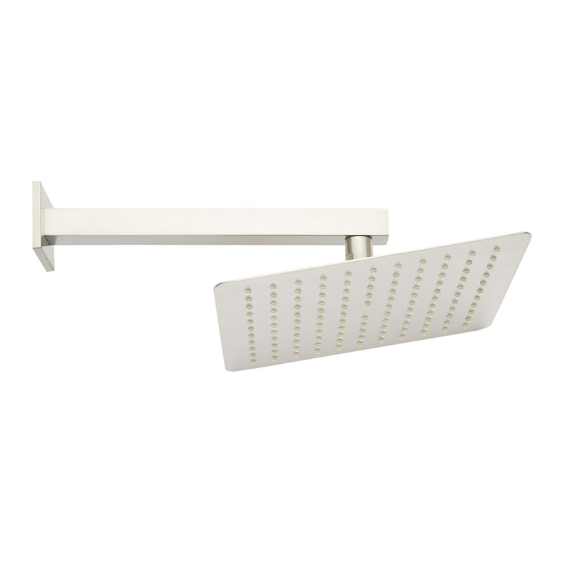 10" Modern Square Rainfall Shower Head with Wall-Mount Shower Arm 2.5 GPM, Brushed Nickel, 12" L