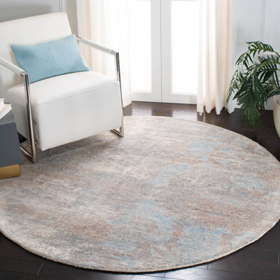 Dendron Hand Tufted Wool/Viscose Pile Abstract Rug in Gray/Ivory