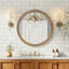Miroir mural rond en bois vieilli et perles, 23,62 "Farmhouse Vintage