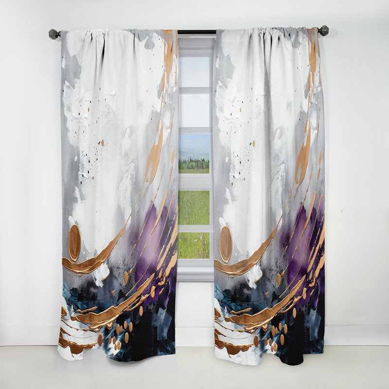 Leida - Fusion de cercles audacieux et de marbre III - Rideau moderne - Velours obscurcissant - 1 panneau, L 52 po x L 95 po