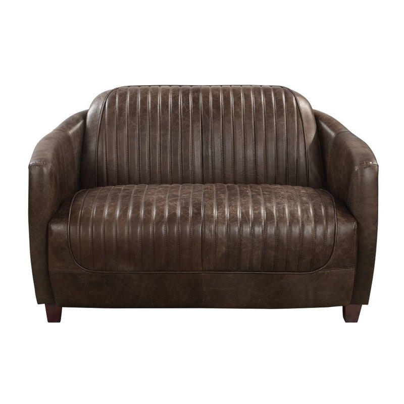 Causeuse à accoudoirs arrondis en cuir véritable 50 po Brancaster