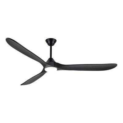 Ventilateur de plafond en bois massif 3 pales avec lumière DEL à intensité variable et télécommande, moteur à courant continu réversible