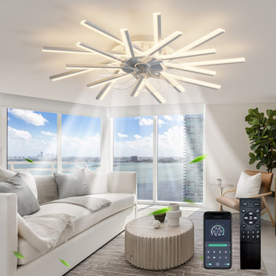 92cm 6- Speed Dimmable Reversible Ceiling Fan With LED Lights And Remote Control