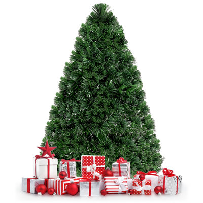3 Feet Artificial Pre-Lit Fiber Optic PVC Christmas Tree With 7 Colors
