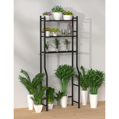 3-Tier Freestanding Over The Toilet Storage Shelf With Hooks And Paper Holder - Sturdy Metal Bathroom Organizer For Towels, Toiletries And More
