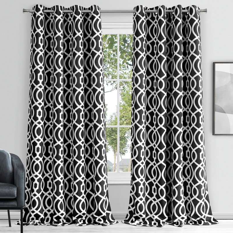 Andoni Blackout Curtain Pair, Black/White