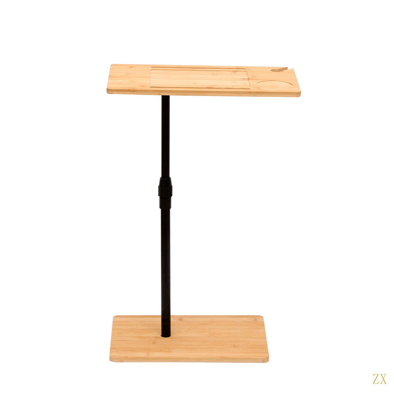 Table de bout en bambou à hauteur réglable en forme de C et canapé à 2 niveaux pour le salon et la chambre à coucher