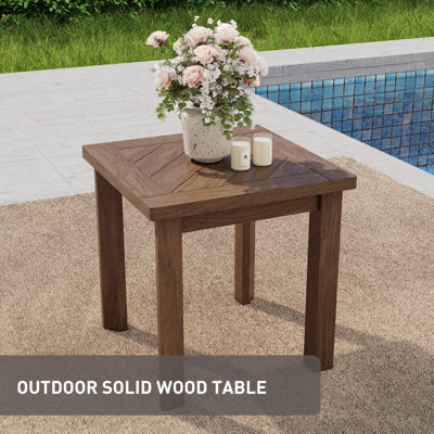 Outdoor Solid Wood Patio Side Table
