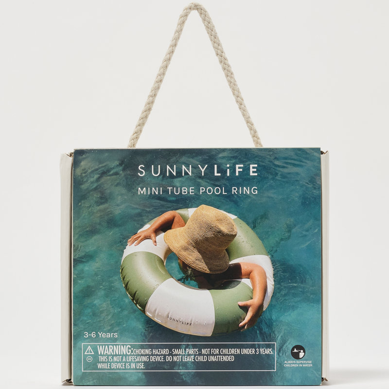 Mini anneau de piscine tubulaire: Tides Out Olive Stripe, H 7,9 po x l 4,3 po x P 8,3 po, Vert