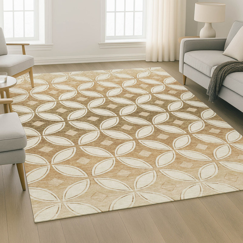 Premium Machine Washable Mayfield AMF2423 Geometric Rug, 8' x 10', Copper