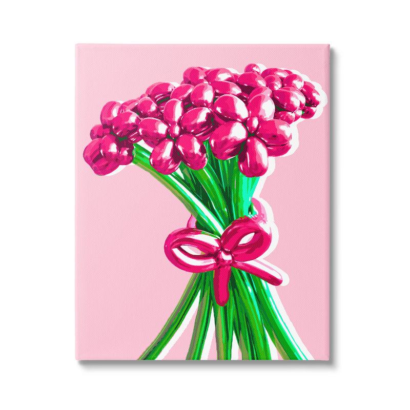 Bouquet de fleurs en ballon sur toile par Daphne Polselli, H 20 po x l 16 po x P 1,5 po