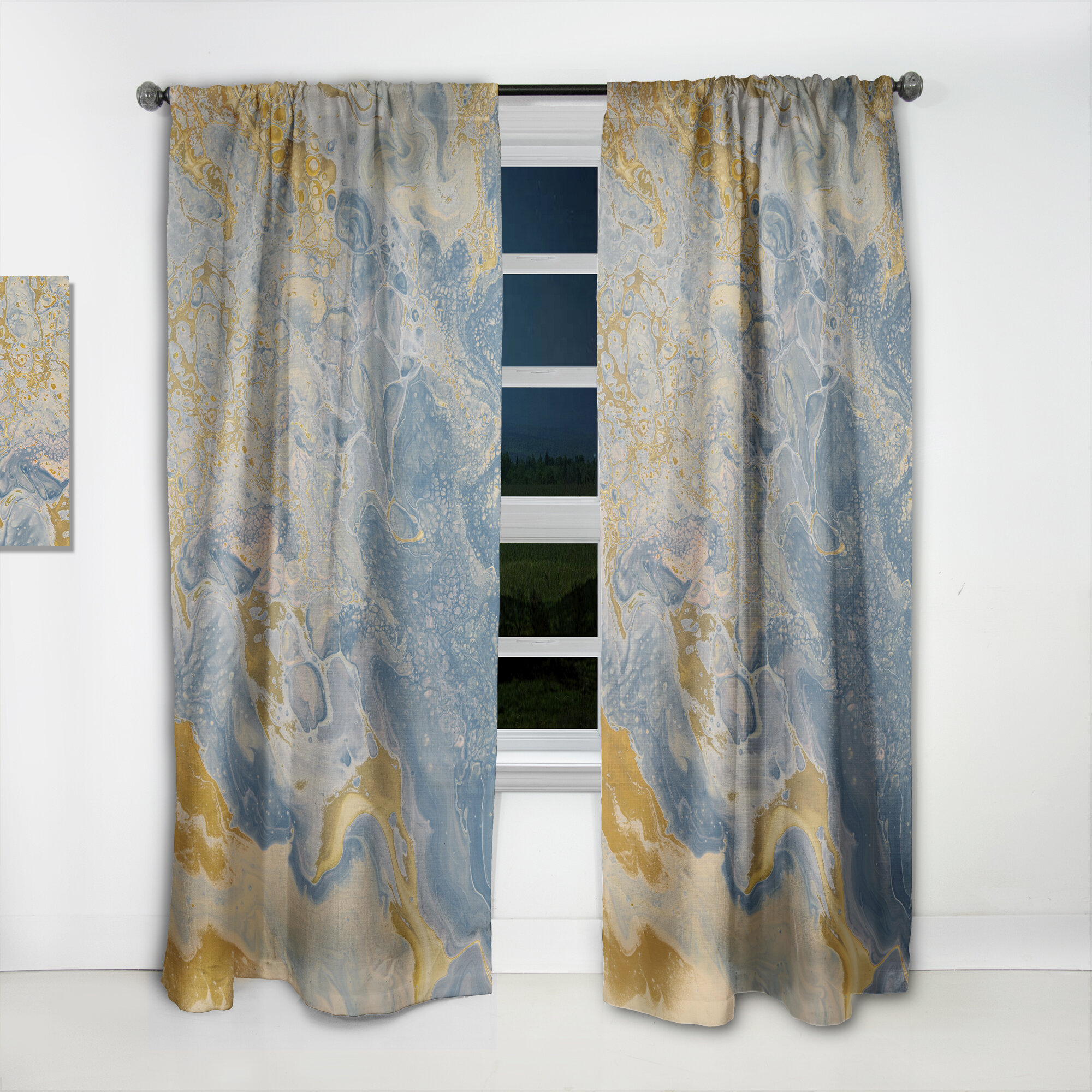 Design Art Abstract Semi-Sheer Thermal Rod Pocket Single Curtain Panel ...