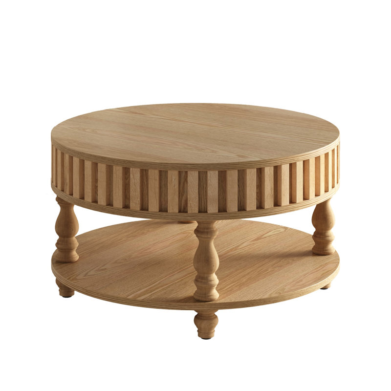 Table basse 31,5 "avec rangement rustique, Bois naturel