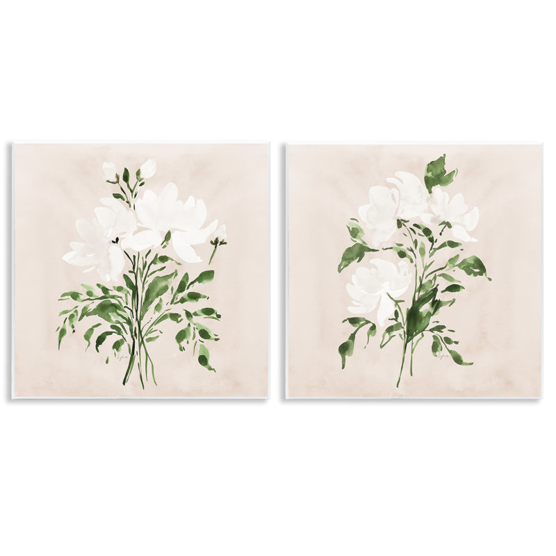 Ensemble de 2 plaques murales White On Tan Botanicals, design par Lucille Price