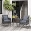 Ensemble de meubles de patio 3 pièces avec chaises rembourrées et table basse en verre trempé Ebern Designs-1092580725