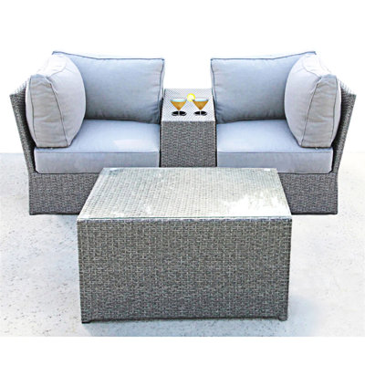 2-Person Wicker Seating Set With Cushions