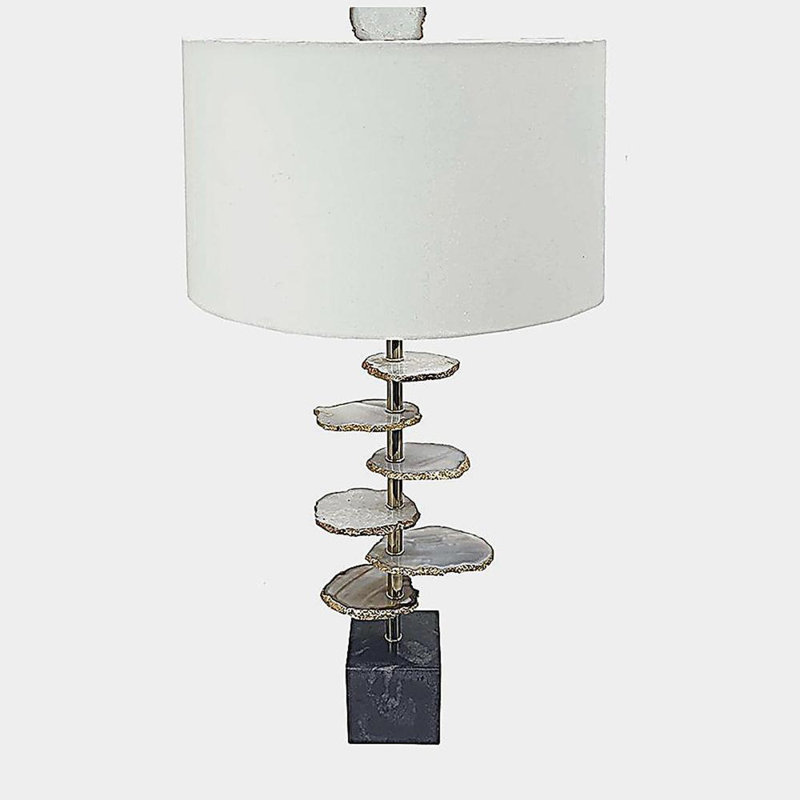 Lampe de table fendue en agate fumée avec base en marbre D14 x 29,5 po