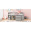 Space Loft Bed In Grey, Full Size, With Solid Wood, 3 Drawers, Retractable Desk Size Grey Storage Shelves, Desk, Wood Construction-1209215533