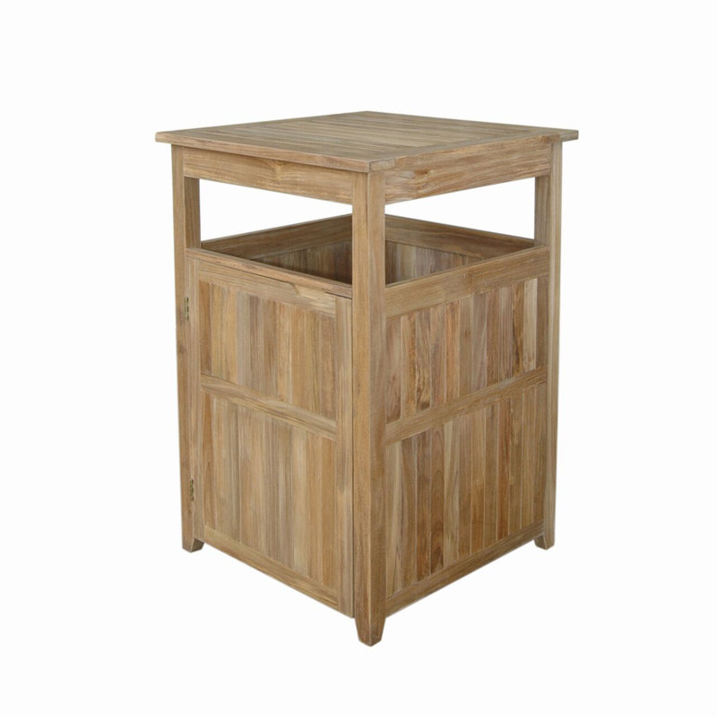 Anderson Gray Teak Large Outdoor Trash Bin