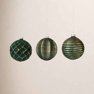 3 Piece Textured Striped Ball Ornament Set