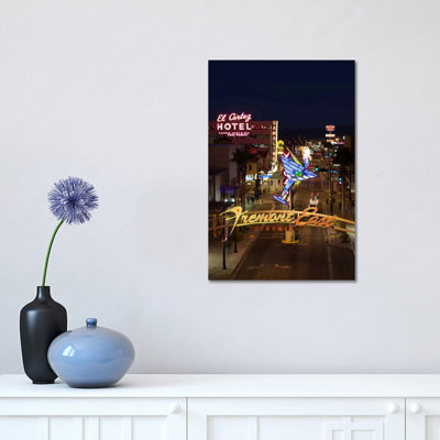 Neon Casino Signs Lit up at Dusk, El Cortez, Fremont Street, the Strip, Las Vegas, Nevada, USA 1 Piece Wrapped Canvas Wall Art
