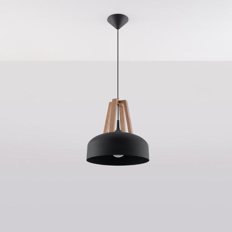 Winfred 1 - Light Dome Pendant, Black/Brown, 30cm x 30cm x 85cm