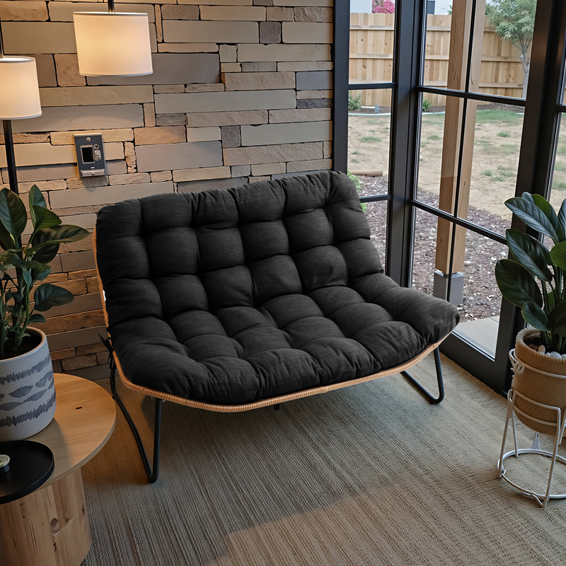 Lelsie 53.15" Wide Patio Loveseat, Black