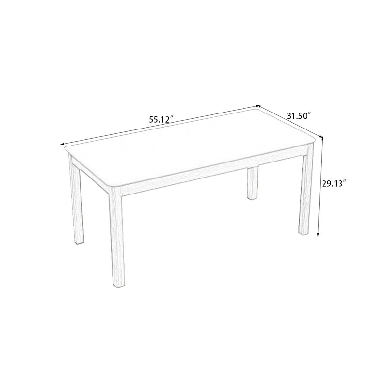 Blanc / pierre rectangulaire Burlywood + table de salle à manger papillon en bois massif, H 29,13 po x L 55,12 po x l 31,5 po
