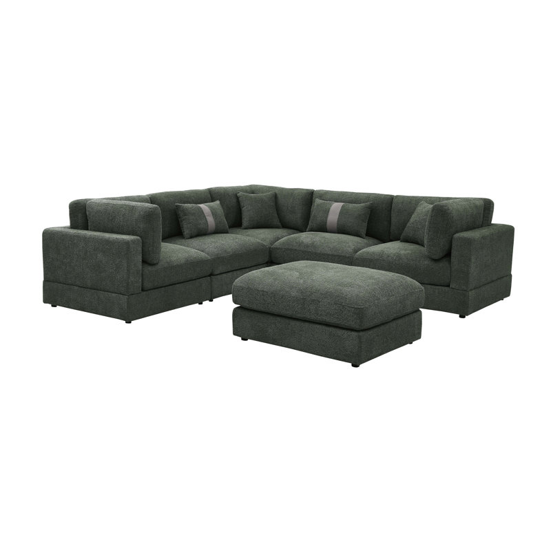 Canapé modulaire Luxecloud, Vert bouclé / polyester