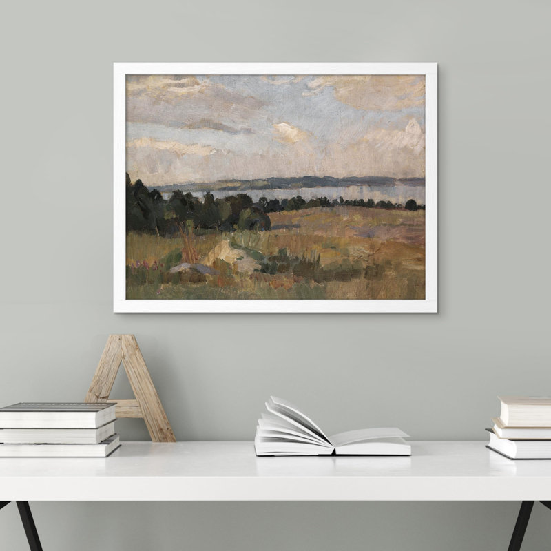 "Champ vert de campagne" sur papier, H 11 po x l 14 po, Blanc