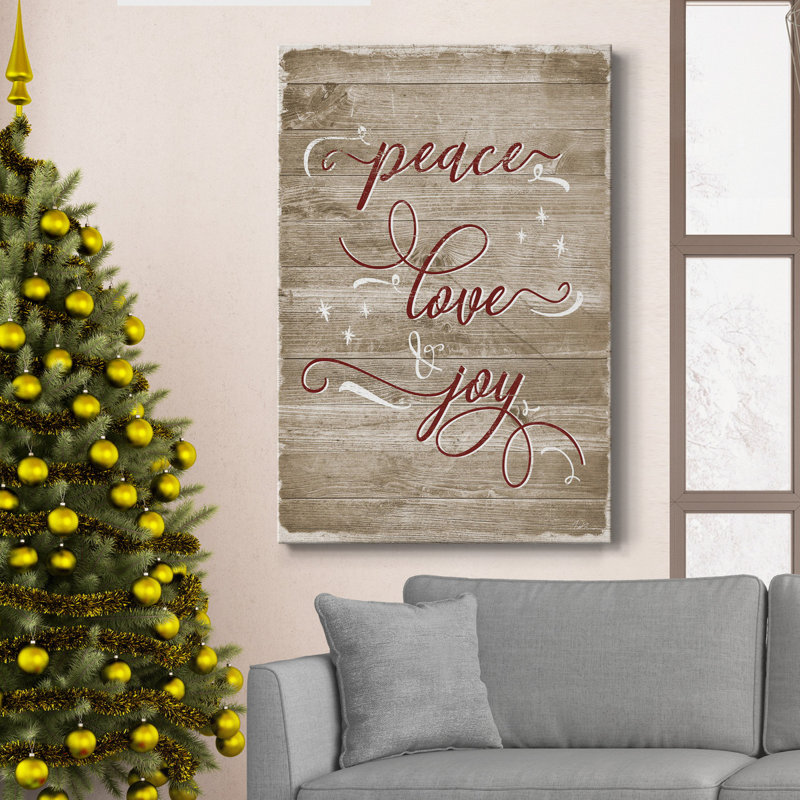 Peace Love Joy - reproduction sur toile tendue, H 36 po x l 24 po x P 1 po