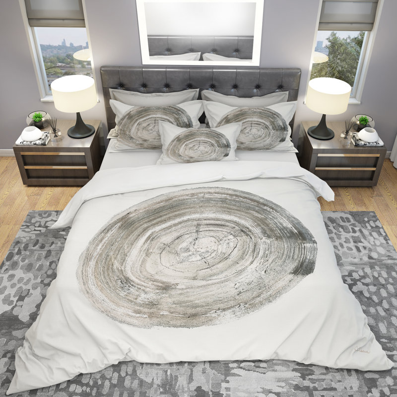 Rustic Polyester Weave / Muslin Abstract Duvet Cover, King Duvet Cover + 2 Shams