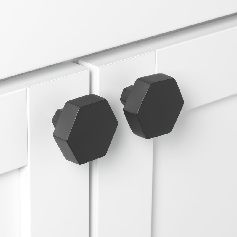 1 1/2" Length Geometric Knob Multipack, Matte Black