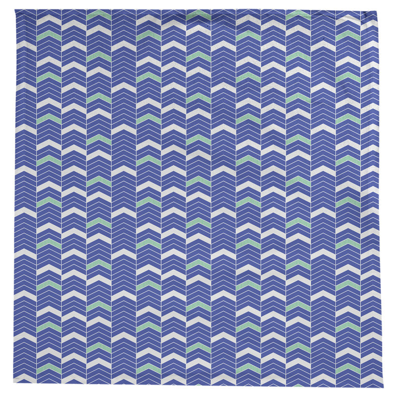 Nappe à chevrons à traits Stephenie, Bleu / vert / blanc