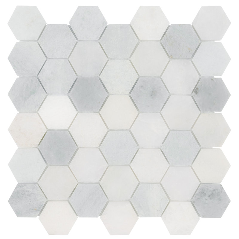 Iona Mist Hexagon 12 in. x 12 in. Polished Marble Mosaic Floor and Wall Tile