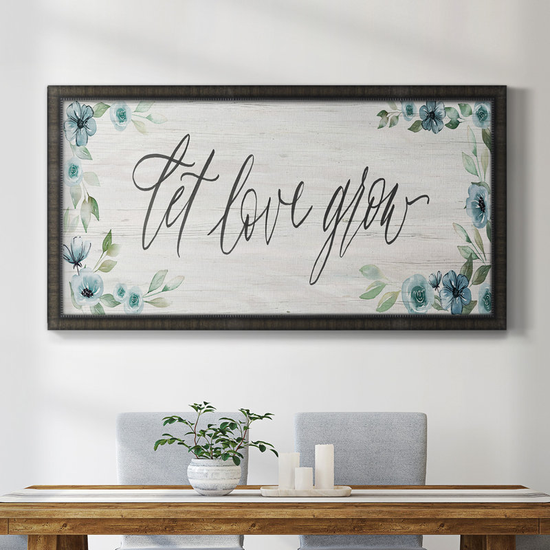 «Let Love Grown», toile encadrée de qualité supérieure - prête à être accrochée, H 21 po x l 37 po x P 1 po, Noir
