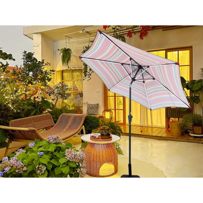 Parasol 9 pi avec lumière rouge et rayures