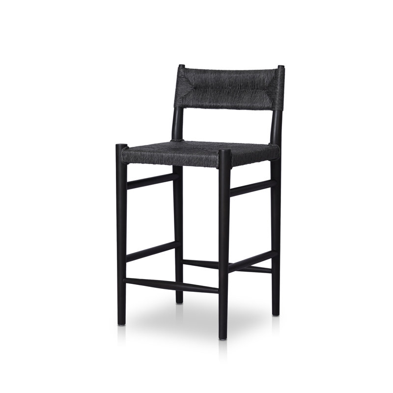 Outdoor Teak Bar Stool, 26", Black, Black