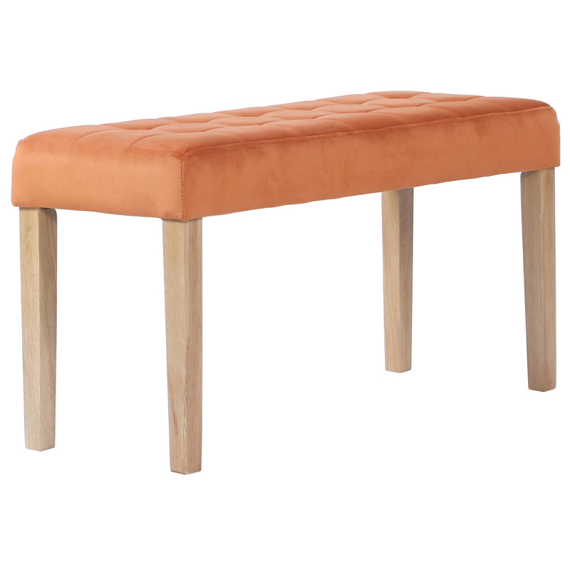 Velvet Bench, 48 cm H x 90 cm W x 35 cm D, Orange