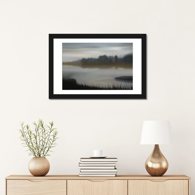 «Dawn», impression sur toile, H 16 po x l 24 po x P 1 po, Papier d'art encadré noir, Blanc