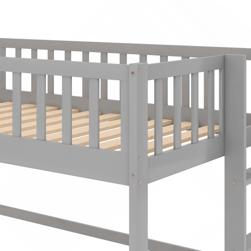 Lit mezzanine bas avec échelle et toboggan, Grey