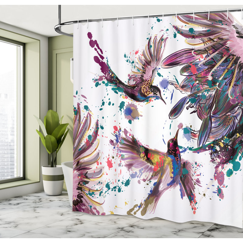 Ensemble de rideau de douche et crochets Hummingbird, H 70 po x l 69 po, Lavande rose