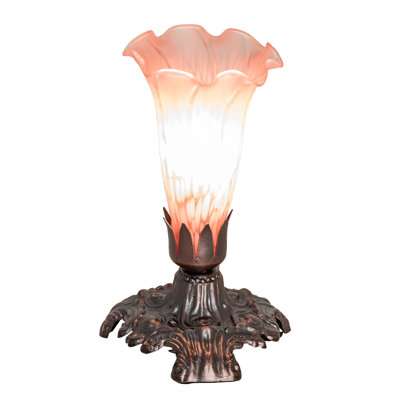 7" High Pink Tiffany Pond Lily Victorian Mini Lamp