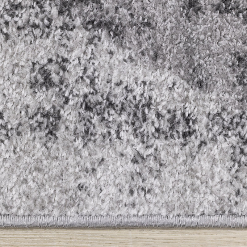 Suzan Grey White Black Geometric High-Traffic Area Rug, Runner 2'0'' x 7'7''