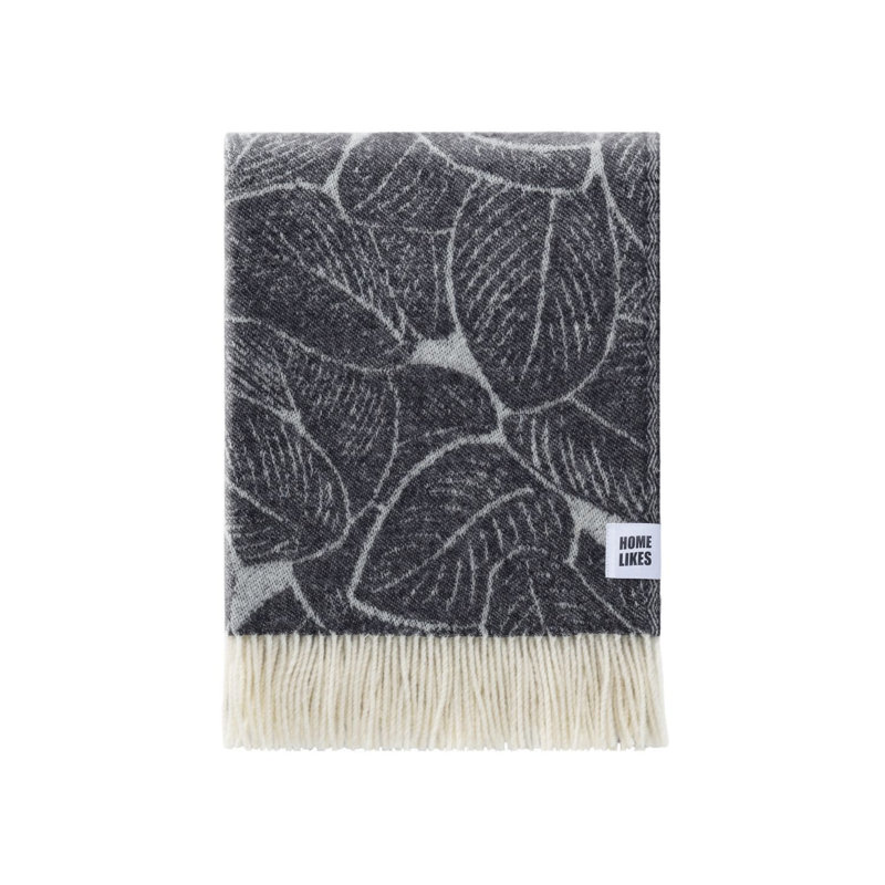 Soft Black Leaves Recycled Merino Wool Throw